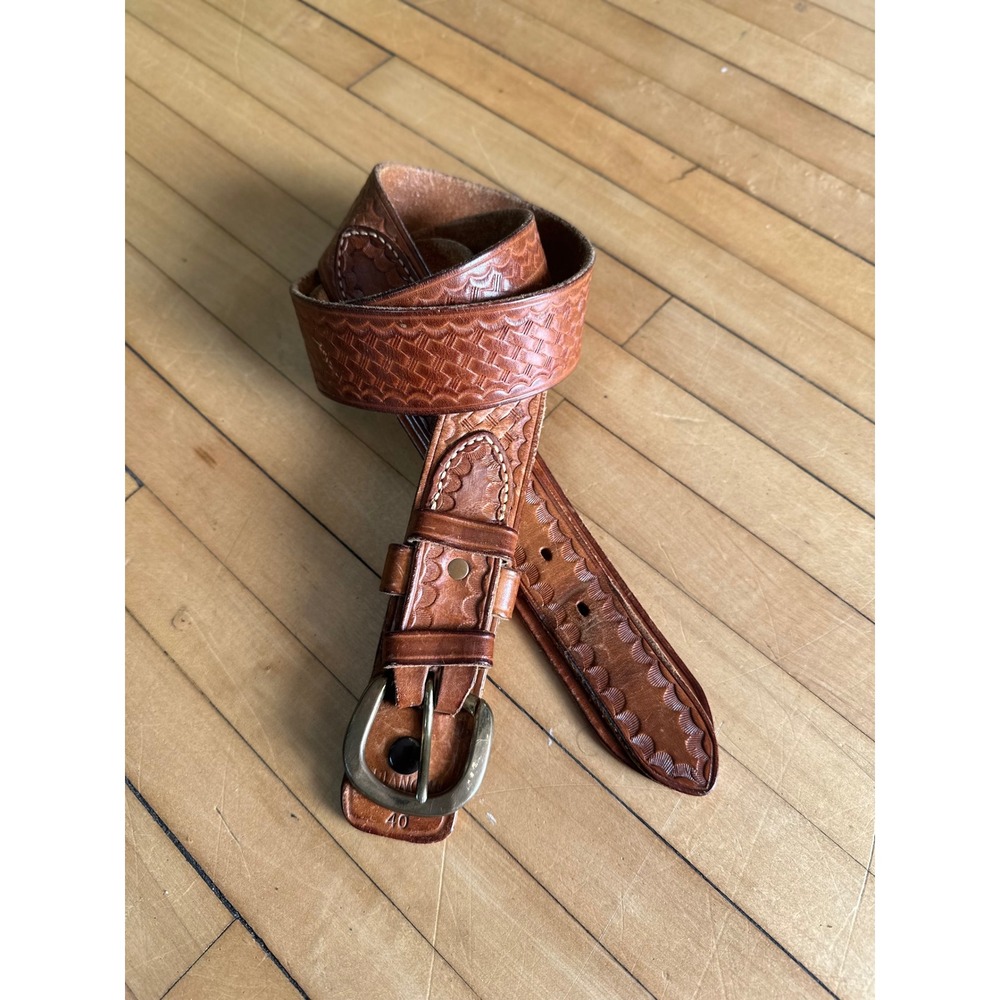 Bianchi B4 1.5" Tooled Ranger Belt Leather Brown 40